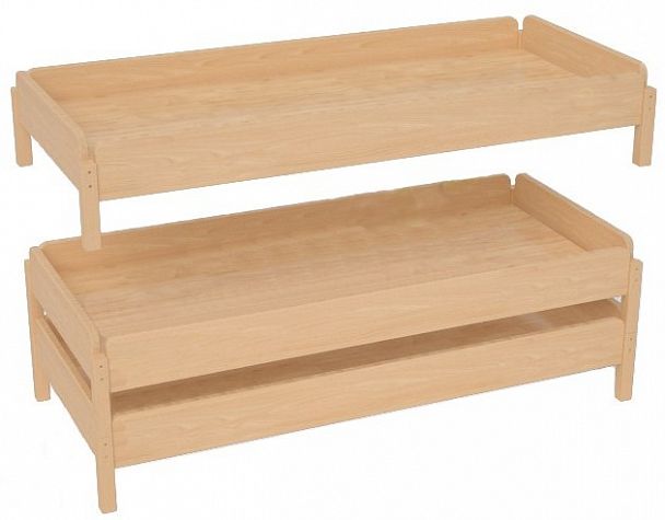 Кровать детская штабелируемая (массив, лак) КМ-019, 1200 - Вид 1
