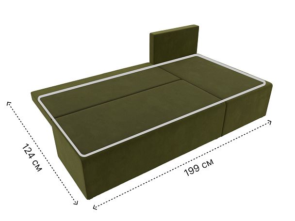Угловой диван Поло правый (полностью микровельвет зеленый) - Вид 10