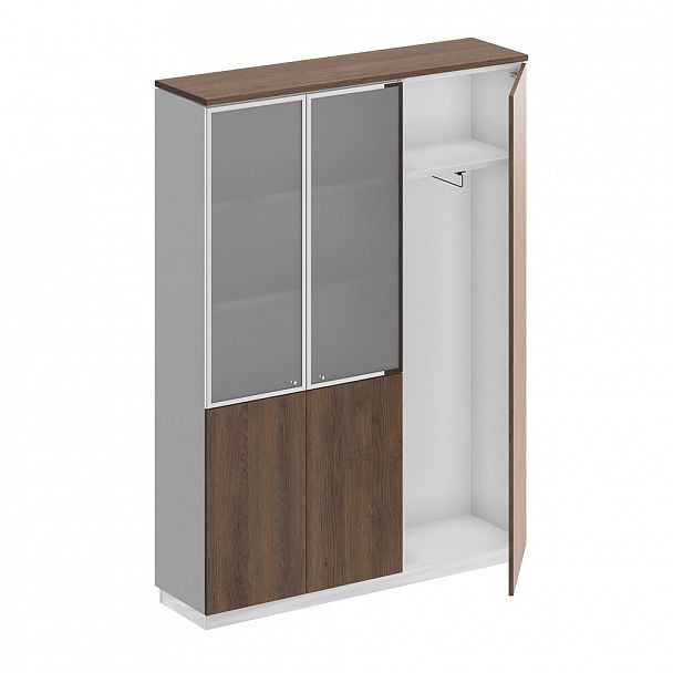 Шкаф комбинированный (документы со стеклом - одежда узкий) "City" СИ 310 дуб гладстоун/белый премиум/дуб гладстоун - Вид 1