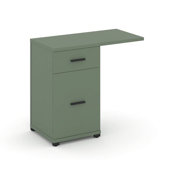 Concept Тумба приставная узкая 1 ящ.+1 распаш. фасад со свесом CN.TUS-003 B Кобо/Металл Черный 836*420*750 - Вид 1