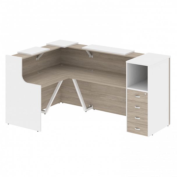 Ресепшн Г-образный "Onix" O.R-K-25 дуб аттик/белый - Вид 1