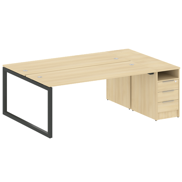 Metal System Quattro Р. ст. с тумбой на О-образном м/к 50БО.РС-СТП-2.5 Акация/Антрацит металл 2212*1475*750 - Вид 1