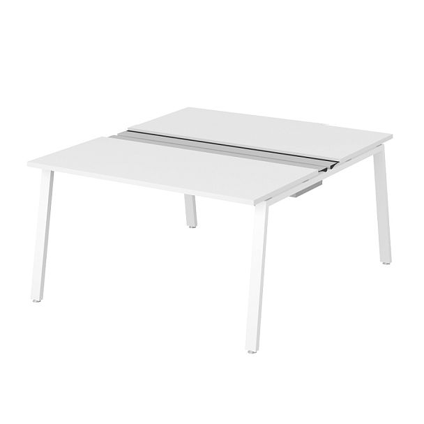 Рабочая станция на металлокаркасе с щетками "Столы для персонала"  ПК-ТНП-СР140Х160Н2/МКА/БЭ/КК-В2-1051 белый - Вид 1