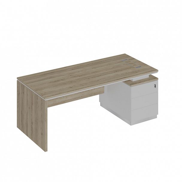 Стол руководителя (опора ДСП) на опорной тумбе (левый/правый) "City" СИ 110 дуб гладстоун светлый/белый премиум/белый премиум - Вид 1