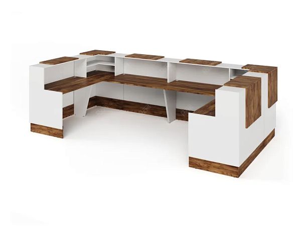 RTD094-340-SH ТАНДЕМ / TANDEM Стойка ресепшн П-образная -340 3400х700х1200 Таксония шоколадная - Вид 2