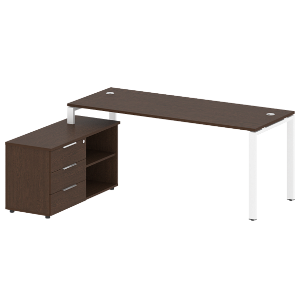 Metal System Р. ст. с тумбой на П-образном м/к БП.РС-СТС-2.5 (L) Венге/Белый металл 1900*1520*750 - Вид 1