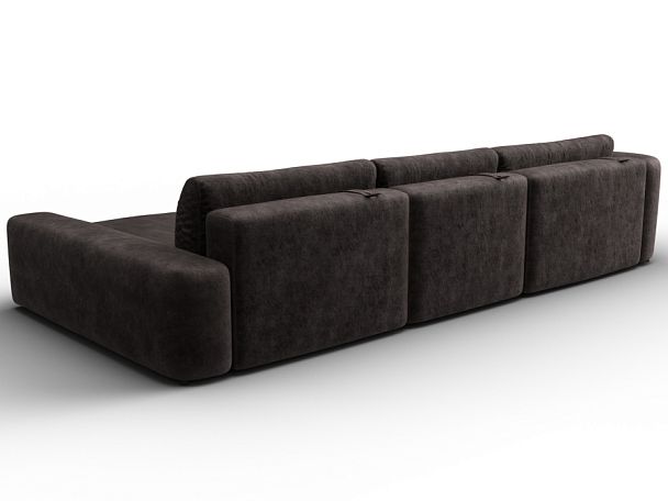 Диван угловой Лига-066 НПБ Лонг угол правый Велюр коричневый - Вид 5