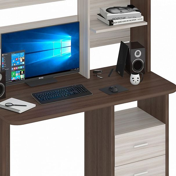 Стол компьютерный Домино Lite СКЛ-Прям120Р+НКЛ-120 Карамель/Шамони - Вид 3