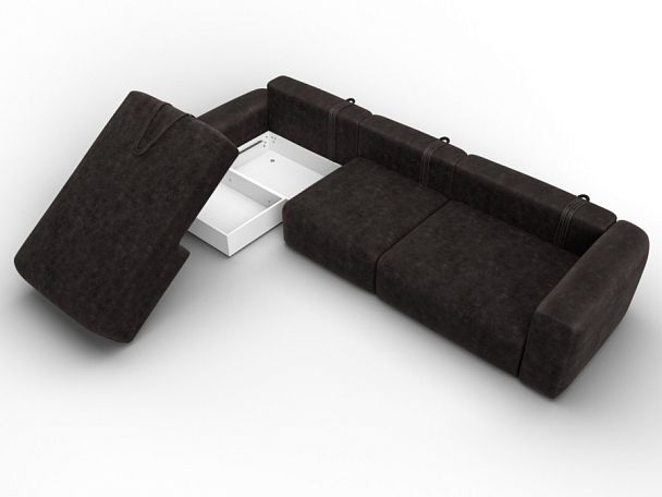 Диван угловой Лига-066 НПБ Лонг угол левый Велюр коричневый - Вид 7
