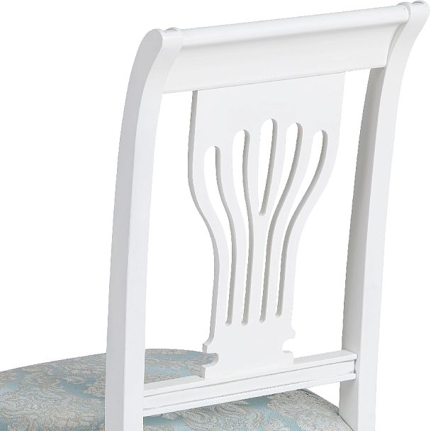 Комплект деревянных стульев с мягким сиденьем Мендельс Белая эмаль серебрянная патина/Бирюзовый жаккард, 3 шт. - Вид 10