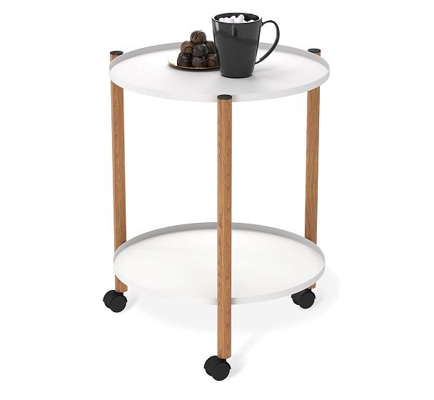 Сервировочный столик Sheffilton SHT-CT62 белый муар/светлый орех - Вид 2