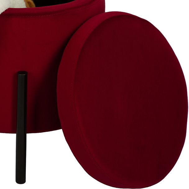 Комплект пуфов Кен с местом для хранения Бордовый велюр Confetti bordo/черный, 2 шт. - Вид 5