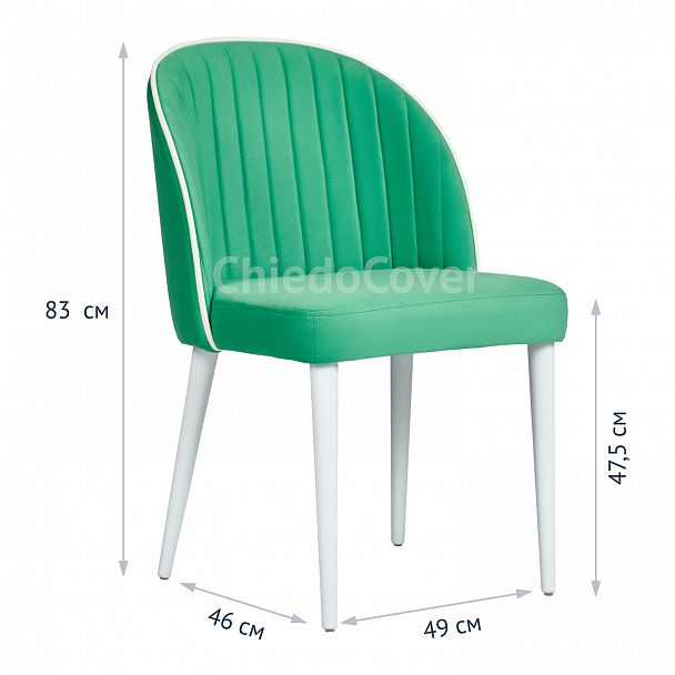 Стул Тони, аквамарин / белый вельвет, белые ножки - Вид 7