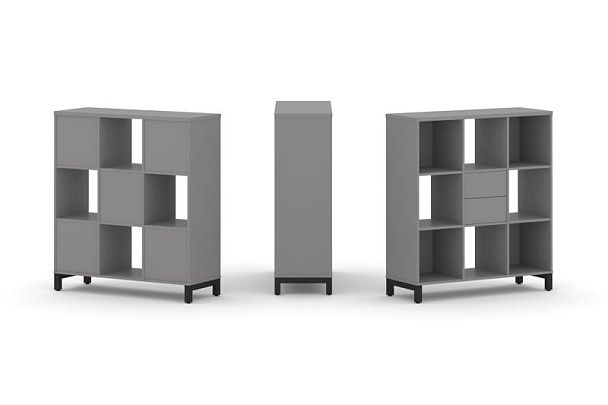 Стайл Проджект Набор стеллажа одностороннего, 3 яруса SN.NS-331 Серый Пепел/Металл Черный 1121*400*1 - Вид 1