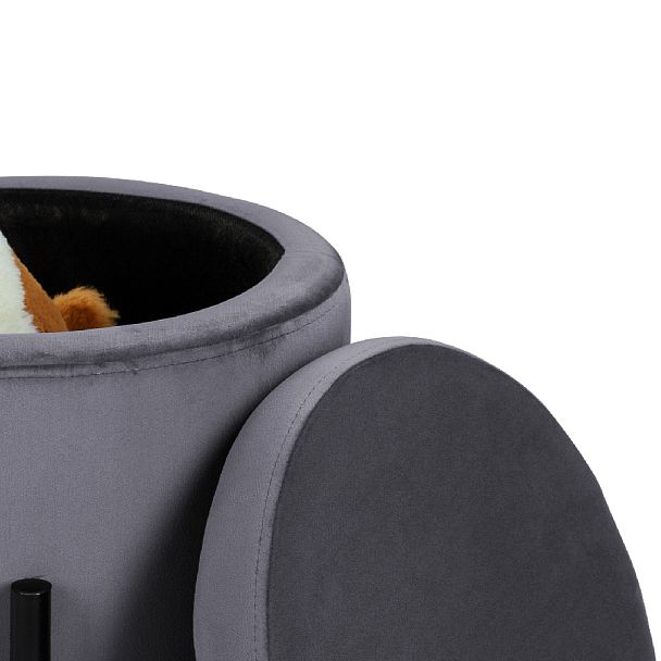 Комплект пуфов Кен с местом для хранения Серый велюр H-15/черный, 2 шт. - Вид 4