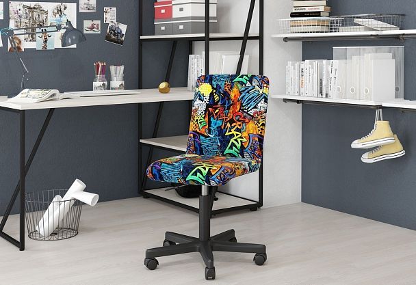 Кресло CHAIRMAN KIDS 109, пластик черный, ткань велюр, принт CRAZY - Вид 6