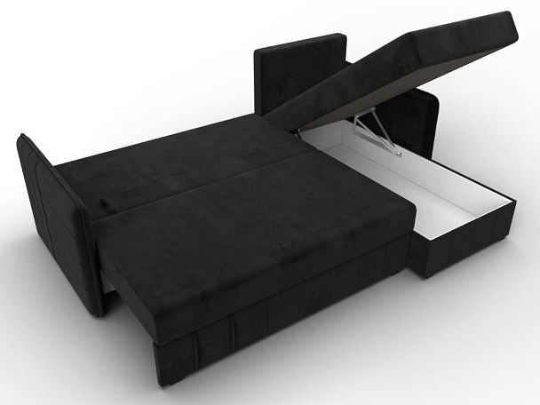 Диван угловой Слим угол универсальный Велюр черный - Вид 9