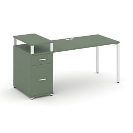 Concept Стол рабочий с 1 опорной тумбой CN.SP-413 W Кобо/Металл Белый 1400*720*917 - Фото предпросмотра