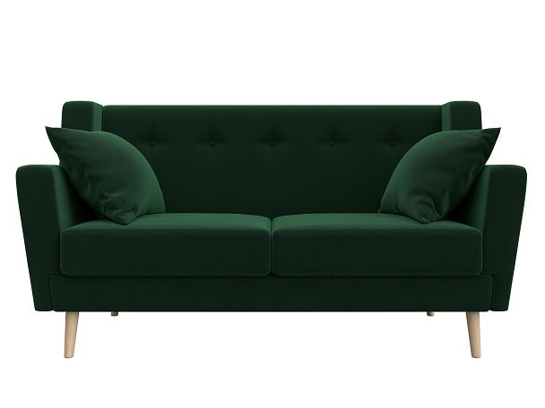 Прямой диван Брайтон 2 (полностью велюр зеленый) - Вид 2