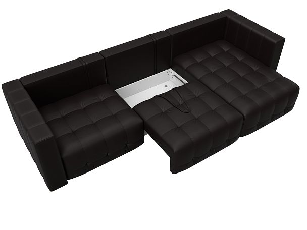 Диван угловой Лига-052 НПБ Лонг угол универсальный Экокожа коричневый - Вид 7