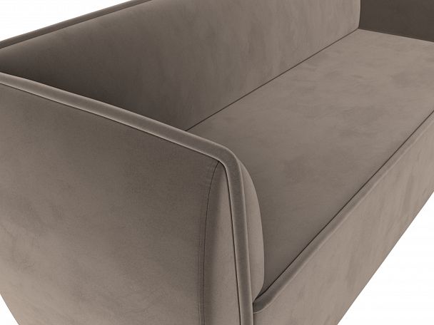 Прямой диван Бергамо 3-х местный (полностью велюр коричневый) - Вид 4