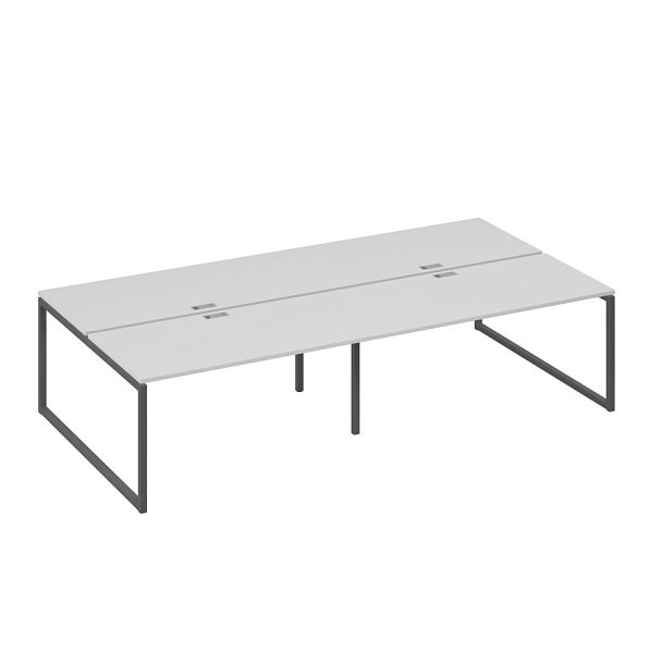 Станция со столами 4х160 на каркасе QUATTRO A4 А4 Б4 178-2 БП серый / металлокаркас антрацит - Вид 1