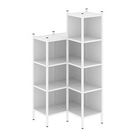 Loft Угловой внутренний стеллаж наборный VR.L-38 Белый бриллиант/Белый металл 862*862*1869 - Фото предпросмотра