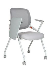 Стул / Swift / серая сетка/серая ткань/белый каркас/пюпитр/ролики - Фото предпросмотра