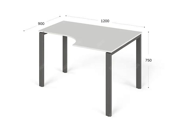 ЛАЙТ / LIGHT RLG016-10x9R Угловой стол 120x90x75 Белый - Вид 2