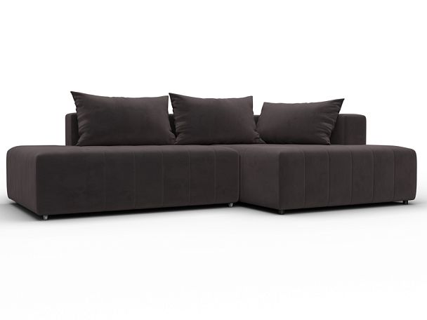 Диван угловой Лига-103 НПБ угол правый Велюр коричневый - Вид 1