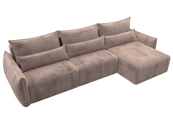Диван угловой Лига-051 НПБ Лонг угол универсальный Велюр бежевый - Вид 6