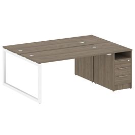 Metal System Quattro Р. ст. с тумбой на О-образном м/к 50БО.РС-СТП-2.4 Вяз/Белый металл 2012*1475*750 - Фото предпросмотра