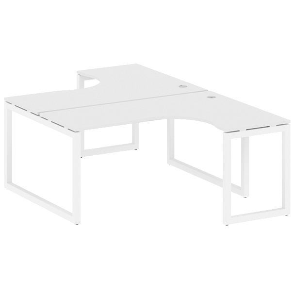 Metal System Quattro Р. ст. криволинейная на О-образном м/к 50БО.РАС-СА-2.4 Белый/Белый металл 1600*2435*750 - Вид 1