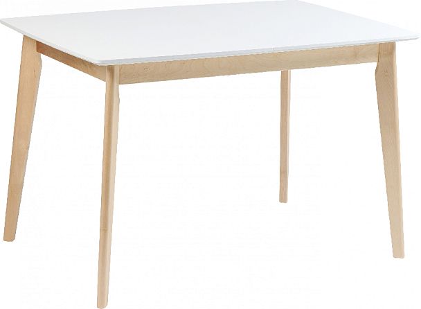 Обеденная группа стол раздвижной Норден 120 Белый/Натуральный и 4 стула Мэти Натуральный/Серый велюр - Вид 2