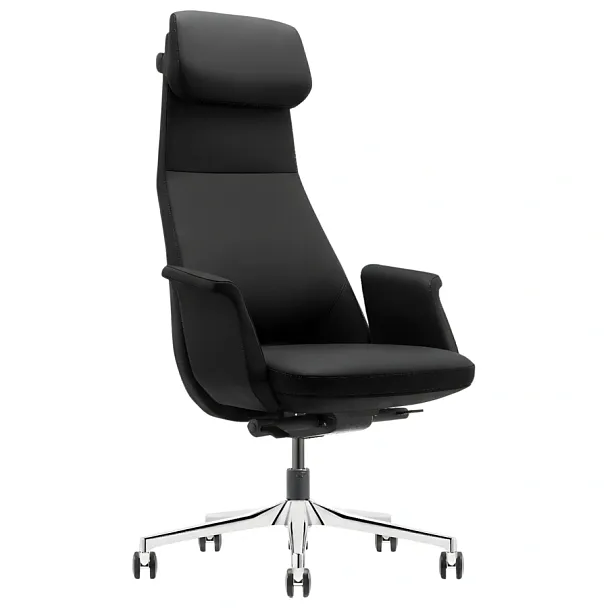 Кресло HAWASAN (ХАВАСАН) PREMIUM EX-840 STELLAR, синхромеханизм, алюминий, экокожа, черное, 533241 - Вид 1