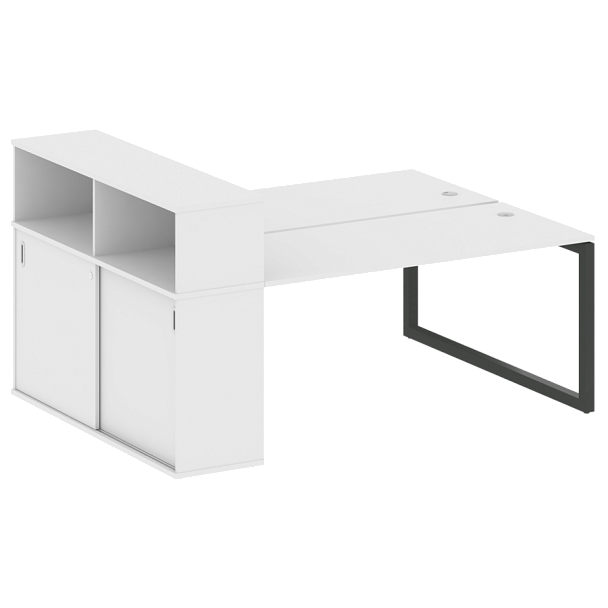 Metal System Quattro Р. ст. с шкафом-купе на О-образном м/к 50БО.РС-СШК-2.4 Т Белый/Антрацит металл 2010*1475*1098 - Вид 1