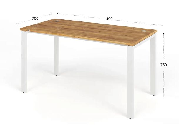 TANDEM RTD064-MK-140-ME Стол прямой на металлокаркасе ун-й 1400х700х750 Таксония медовая/Белый - Вид 2