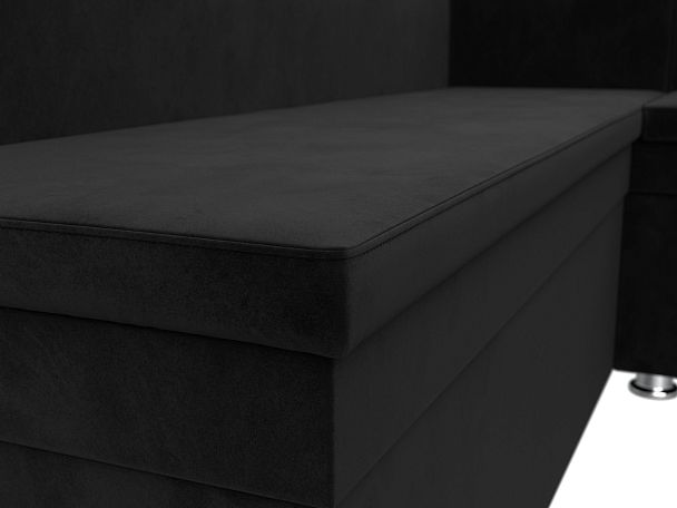 Кухонный угловой диван Уют правый (полностью велюр черный) - Вид 4