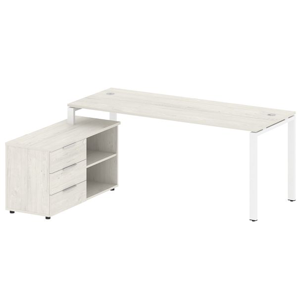 Metal System Р. ст. с тумбой на П-образном м/к БП.РС-СТС-2.5 (L) Дуб наварра/Белый металл 1900*1520*750 - Вид 1