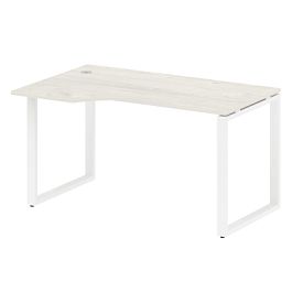 Metal System Стол криволинейный левый на О-образном м/к БО.СА-2 (L) Дуб наварра/Белый металл 1400*900*750 - Фото предпросмотра