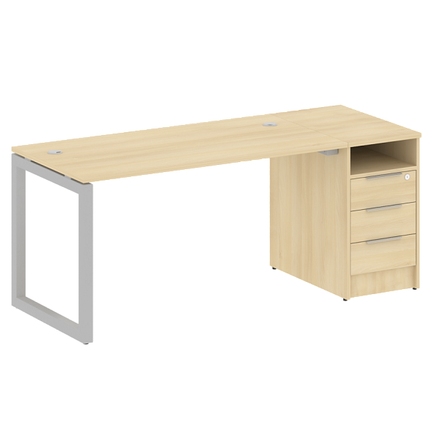 Metal System Quattro Р. ст. с тумбой на О-образном м/к 50БО.РС-СТП-1.3 Акация/Серый металл 1812*720*750 - Вид 1