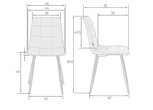 Стул обеденный DOBRIN CHILLY (Черный Holland 75, основание белое) - Вид 11