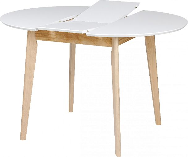 Обеденная группа стол раздвижной Норден D90 Белый/Натуральный и 4 стула Мэти Натуральный/Серый велюр - Вид 6