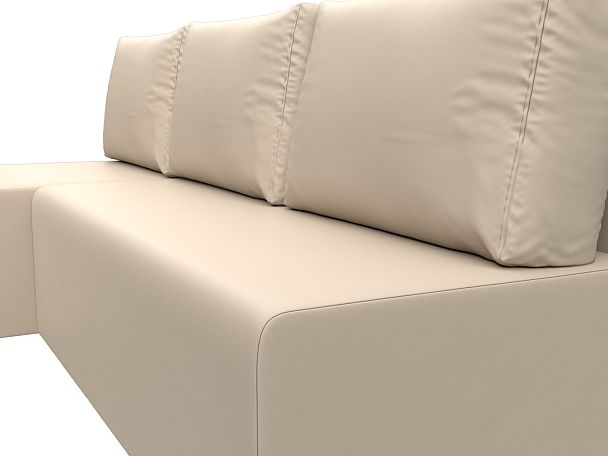 Угловой диван Поло левый (полностью экокожа бежевая) - Вид 4