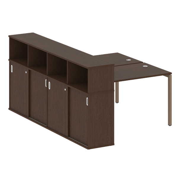 Metal System Quattro Р. ст. с шкафом-купе на П-образном м/к 40БП.РС-СШК-4.2 Т Венге/Мокко металл 1610*2332*1098 - Вид 1