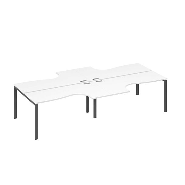 Рабочая станция со столами Классика на опорах UNO (4х160) A4 А4 Б1 182-2 БП белый премиум / металлокаркас антрацит - Вид 1