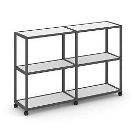 Shelf Mobile Стеллаж 3 уровня 2 секции VR.LT-STK-311.10 Белый Бриллиант/Металл Антрацит 1970*400*1046 - Фото предпросмотра