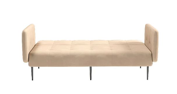 Monaco диван-кровать прямой с подлокотниками, трехместный, велюр бежевый Velutto 04 - Вид 5