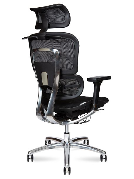 Кресло офисное / Kron aluminium black / черный пластик / черная сетка / алюминевая база - Вид 4