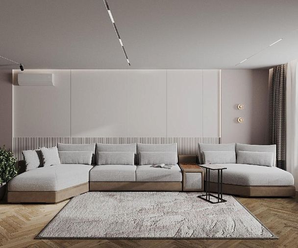 Aldo угловой модульный диван-кровать с терминальным шезлонгом, баром и столиком - Вид 1